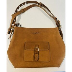 SAWA Handcrafted in Kenya Tan Brown Leather Messenger Shoulder Crossbody Bag